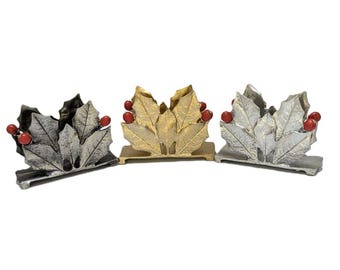 Holly Pewter Business Card Holder Decor Inspired by Nature