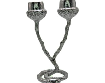 Handmade Pewter Acorn Twig Taper Candle Holder, Fall Decor, Inspired by Nature
