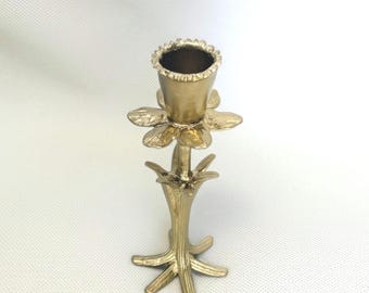Daffodil botanical pewter taper candle holder home decor inspired by nature