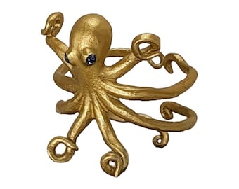 Handmade Octopus Pewter Adjustable Napkin Holders, Set of 4, Coastal Table Decor