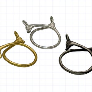 Charming Adjustable Pewter Deers Napkin Ring Set of 4
