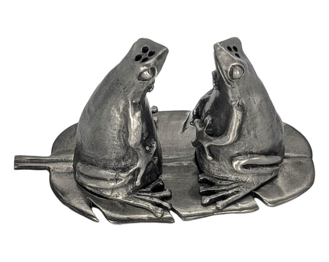 Coqui Frog Mini Salt and Pepper Shakers, Handcrafted Pewter, Nature Inspired Housewarmings Gift