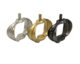 Pumpkin Napkin Rings Set of 4, Handcrafted Pewter, Nature Inspired Housewarmings Gift