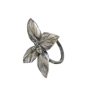 Basil Italian Herb Pewter Napkin Ring Set of 4 Inspired by Nature