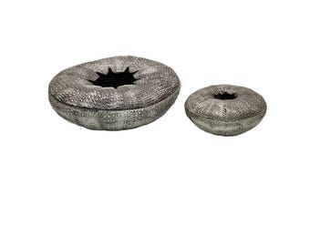 Handmade Sea Urchin Trinket Pewter Box Set, Home Decor, Inspired by Nature