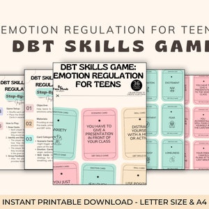Jeu d'habiletés DBT, Cartes DBT pour adolescents, Régulation des émotions pour adolescents, Jeu de thérapie, Idées de thérapie de groupe pour jeunes, Compétences DBT pour jeunes
