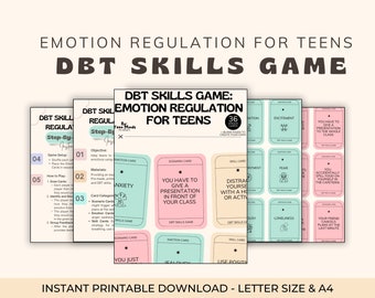 Juego de habilidades DBT, tarjetas DBT para adolescentes, regulación emocional para adolescentes, juego de terapia, ideas para terapia grupal para jóvenes, habilidades DBT para jóvenes