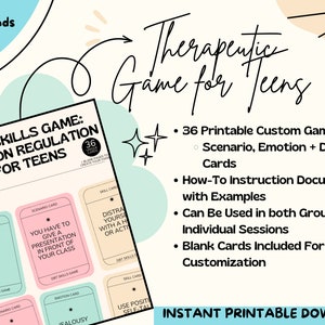 DBT Emotional Regulation Skills Game Teens Group Therapy Game DBT Therapy Printables Teen Group Therapy Idea Teen Therapeutic Game DBT Skill