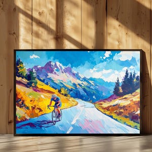 アルペンロードサイクリングポップアート絵画プリント
