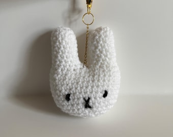 Crochet Miffy Bunny Keychain, Amigurumi Pendant for Backpack or Purse