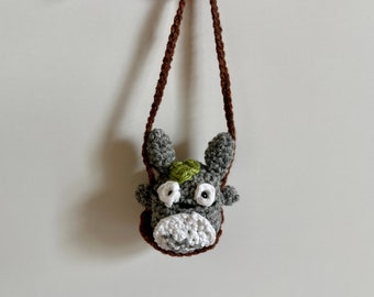 Crochet Totoro with Leaf for Your Car or Home