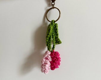 Crochet Lavender Keychain, Flower Bag Charm, Stocking Stuffer