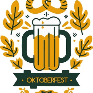 Oktoberfest Vibes. Bierfest 2025. Herbstbraufest. Herbstliches Oktoberfest. Oktoberfest Bier in bester Qualität. Flaches Design. svg/png/eps/ai