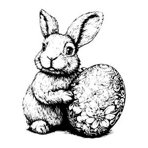 Easter Bunny Set with Decorated Egg . Digital Download