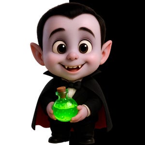 Cute Baby Vampire Clipart Bundle. Halloween Digital Download. 3D Cartoon Vampire Art for Stickers, Shirts, Prints
