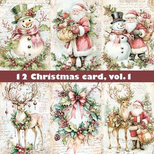 Vintage Weihnachtskarte. Vintage Weihnachten. Retro Weihnachtskunst. Feiertags-Gruß-Karte. Vintage Weihnachtsdekoration. Weihnachts Postkarten.  Antike Feiertage.
