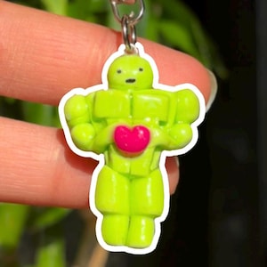 Valentine’s Day Buff Heart Smiski Clay Keychain Charm