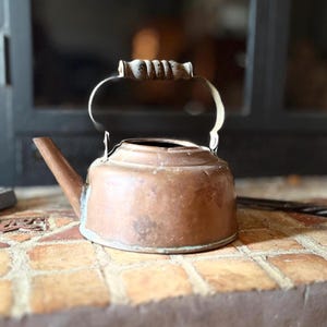 Primitive Teapot: Rustic Copper Pot, Forest Witch Altar Decor