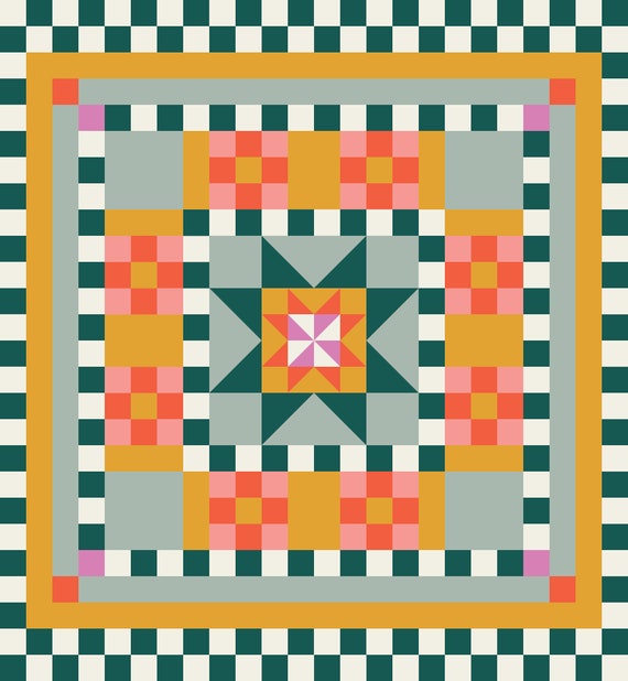 Flower Checks Quilt Pattern