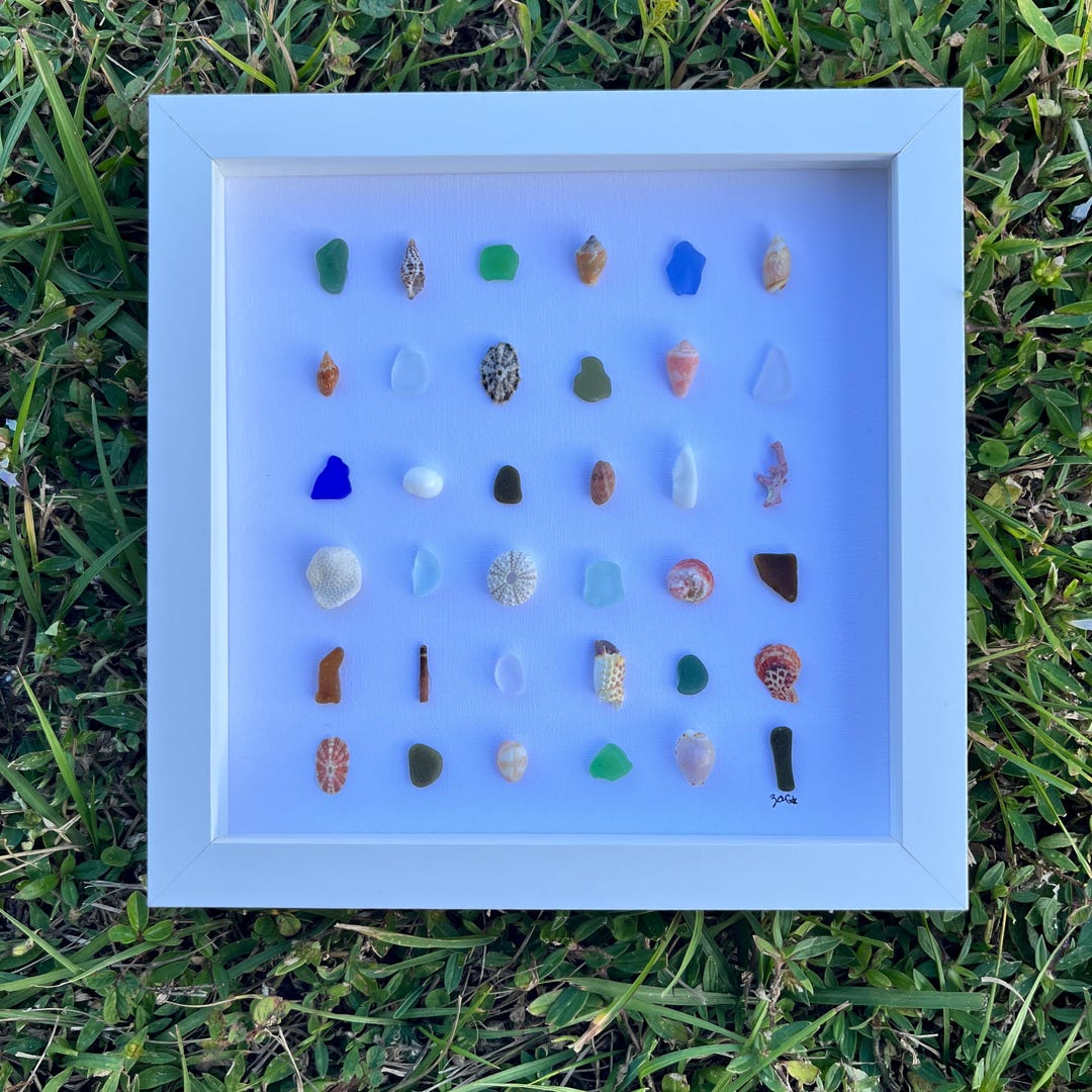 Sea Glass Shell Beach Grid Wall Art! - Etsy