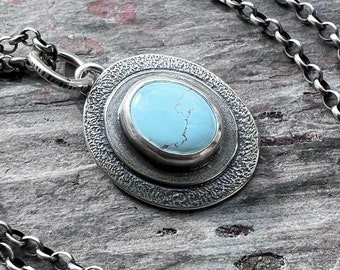 Sterling Silver Turquoise Necklace | Genuine Turquoise Pendant Necklace - Handmade Jewelry Gift for Her