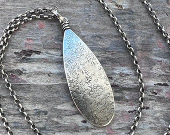 Sterling Silver Teardrop Necklace | Long Teardrop Pendant Necklace - Handmade Jewelry Gift for Her