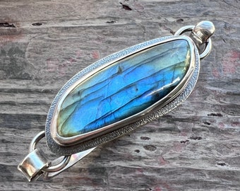 Sterling Silver Labradorite Bracelet | Artisan Silver Cuff Bracelet - Handmade Jewelry Gift for Her