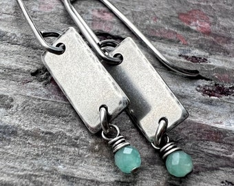 Customizable Silver Birthstone Earrings Tiny Genuine Gemstone on