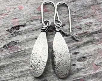 Sterling Silver Teardrop Earrings | Long Teardrop Dangle Earrings - Handmade Jewelry Gift for Her