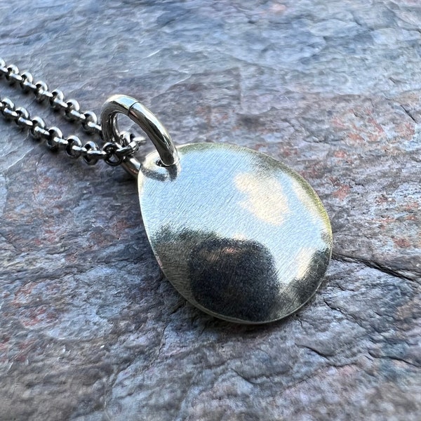 Sterling Silver Teardrop Necklace - Handmade Sterling Silver Pendant and Chain