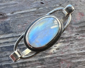 Rainbow Moonstone Sterling Silver Bracelet | Artisan Silver Cuff Bracelet - Handmade Jewelry Gift for Her