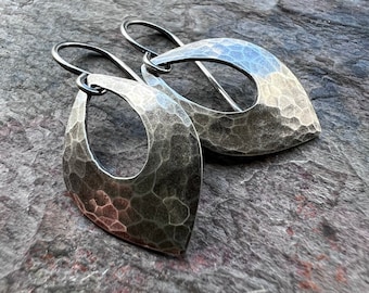 Sterling Silver Hammered Curved Petal Earrings