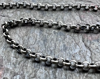 Sterling Silver 2.5mm Rolo Chain - Adjustable Chain with Extender - Solid 925 Sterling Silver