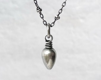 Sterling Silver Teardrop Spike Necklace | Small Silver Point Pendant Necklace - Handmade Jewelry Gift for Her
