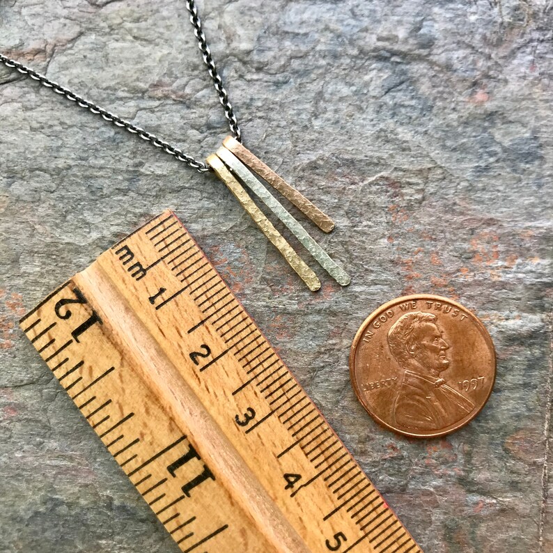 14k Gold Filled and Sterling Silver Minimalist Necklace Mixed Metal