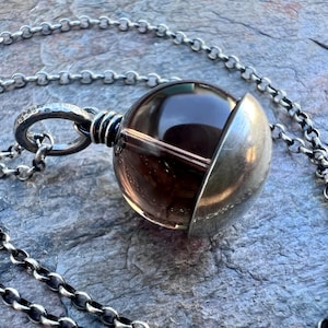 Smoky Quartz Sterling Silver Necklace - Genuine Smoky Quartz Pendant on Sterling Silver Chain