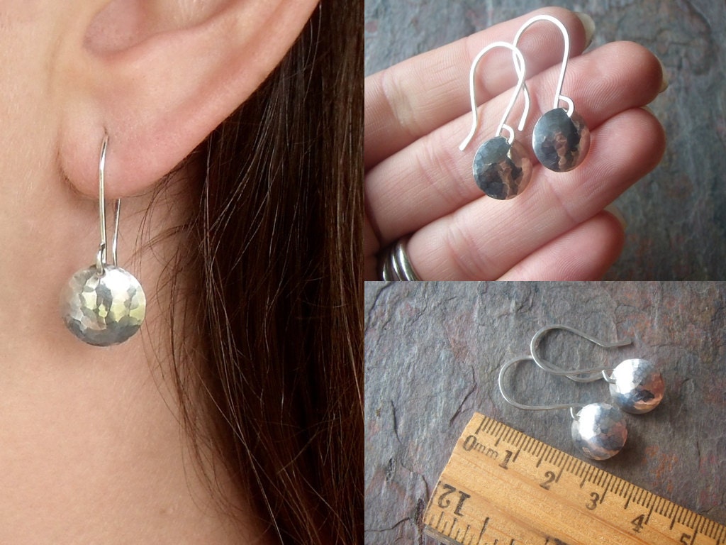 Sterling Silver Handformed and Hammered Earrings Simple - Etsy