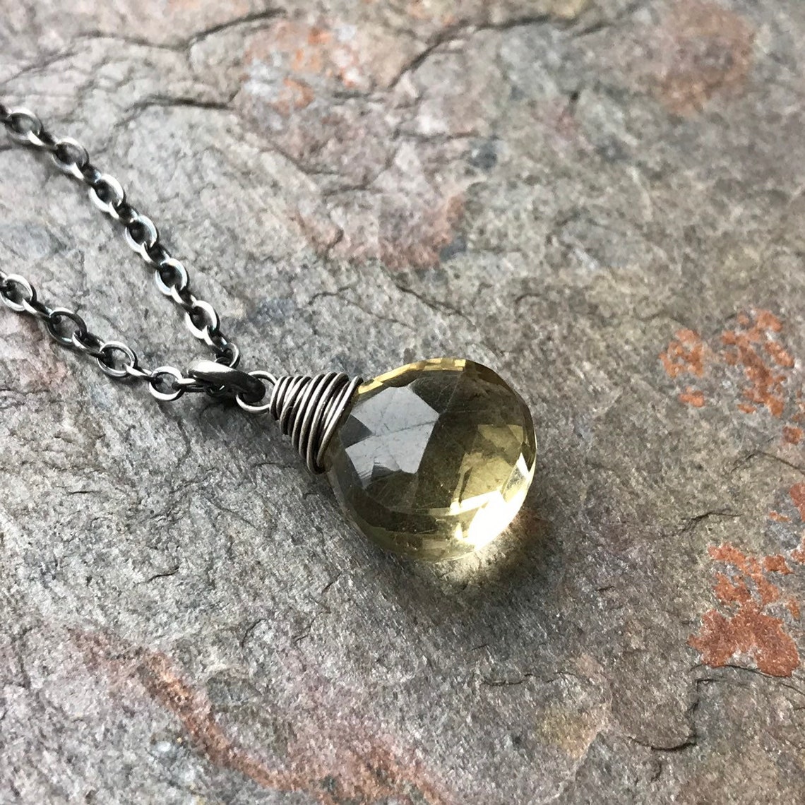 Genuine Yellow Topaz Sterling Silver Necklace Yellow Topaz Etsy