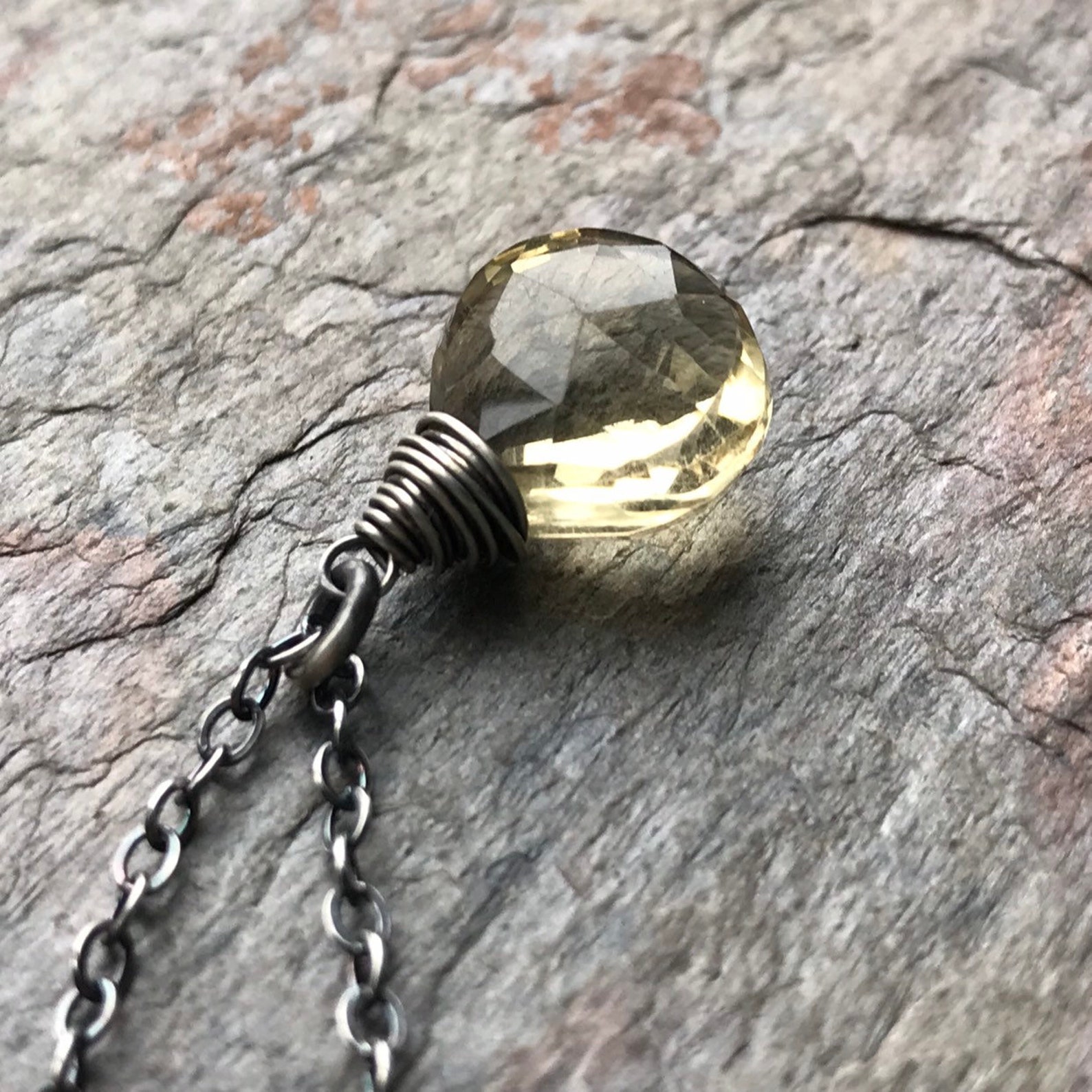 Genuine Yellow Topaz Sterling Silver Necklace Yellow Topaz Etsy