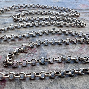 Rolo Sterling Silver Chain | Solid Silver Chain Necklace in Oxidized Silver or Bright Silver