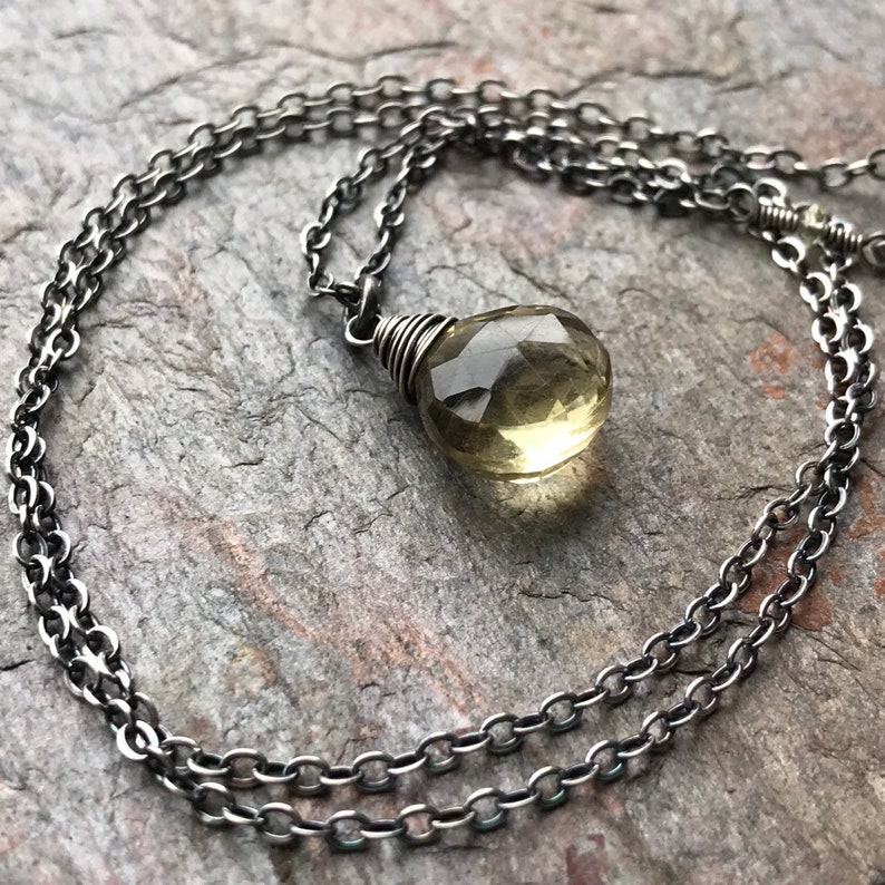 Genuine Yellow Topaz Sterling Silver Necklace Yellow Topaz Etsy