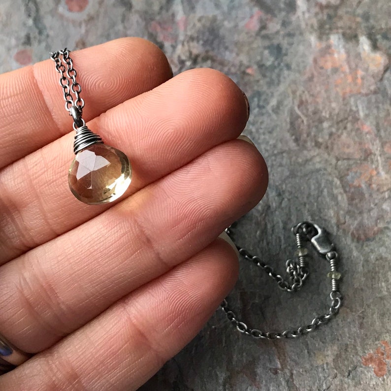 Genuine Yellow Topaz Sterling Silver Necklace Yellow Topaz Etsy