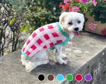 小型犬　バンビセーター 手作りカラフルギンガム犬用セーター：小型犬用ニットウェア、6色