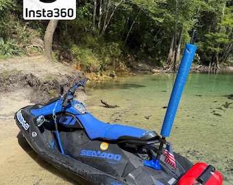 Seadoo Spark Flag and Camera Mount for Insta 360, GoPro Extra Attachment for the Gas Can Bracket | Adventures PWC Lake Riding Fun Wakeboard