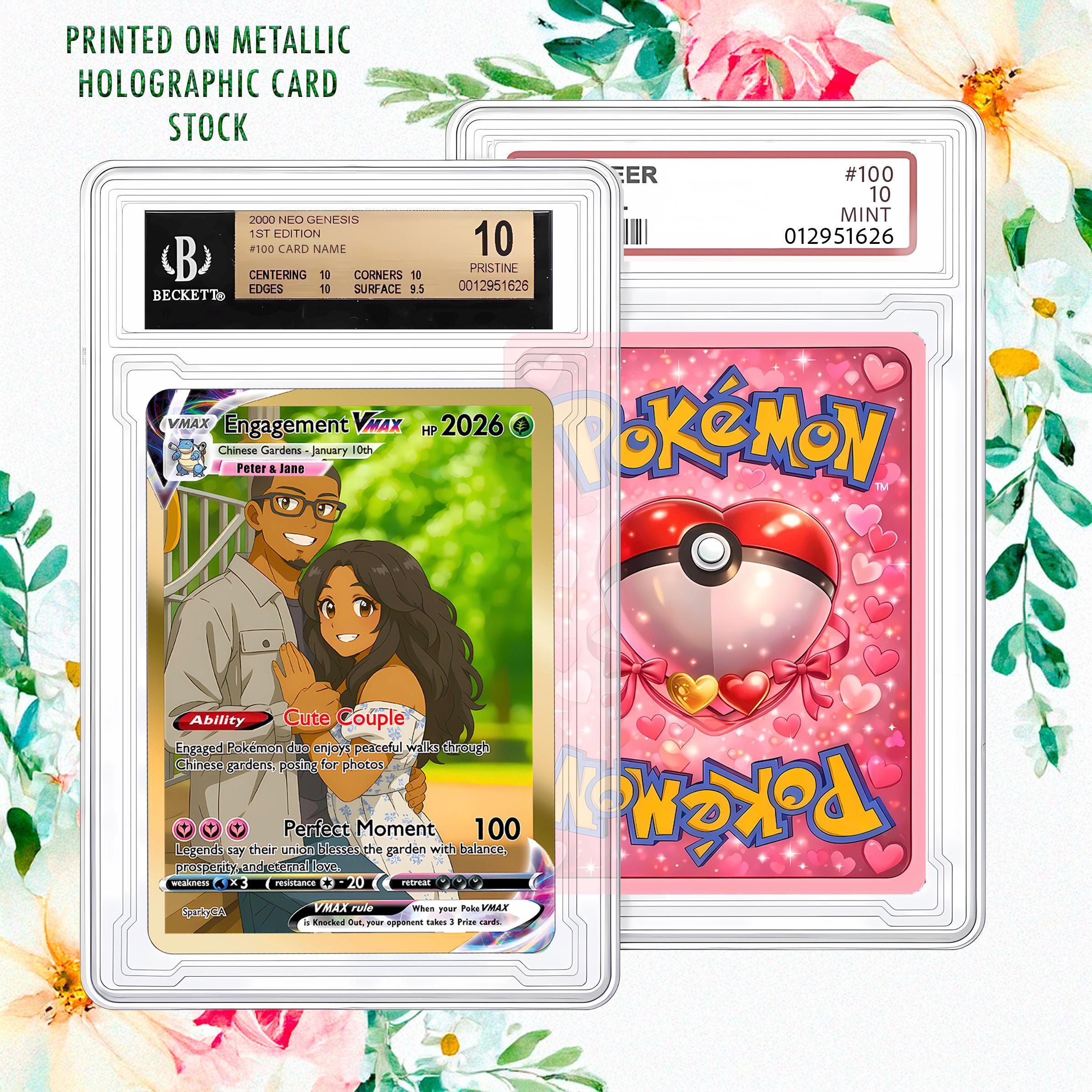 Personalized Pokemon Cards in Graded Slab. Unique Gift for Couples,  Weddings, Him or Her, and Special Milestones in Hard Case, Anniversary -  Etsy