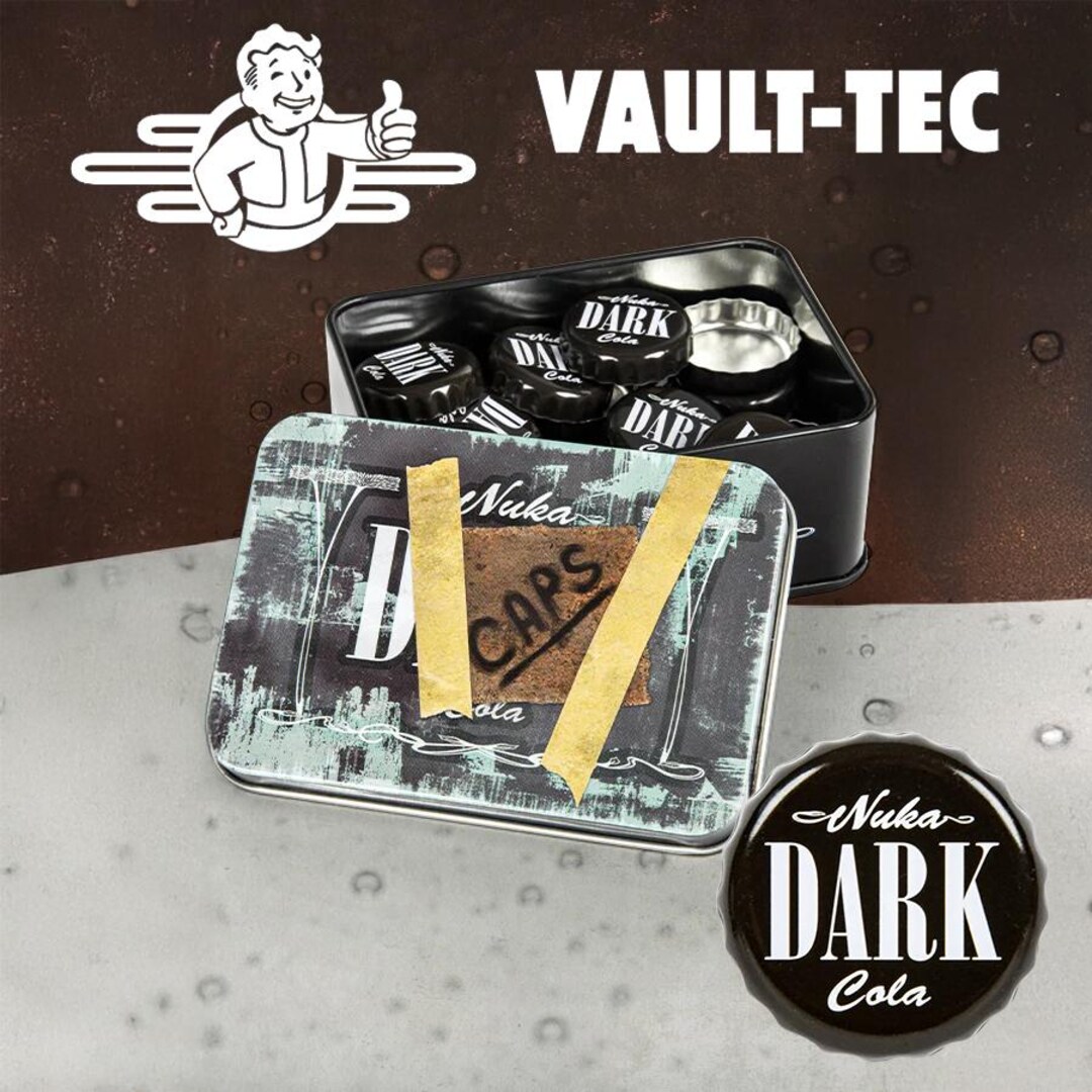 Fallout Bottle Cap Series - 20 Nuka Cola Dark With Collectible Tin ...
