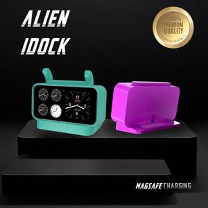 Orologio da comodino retrò alieno per iPhone Dock / Stazione di ricarica per modalità standby per iPhone / iDock Accessori per iPhone da comodino, Accessori da comodino