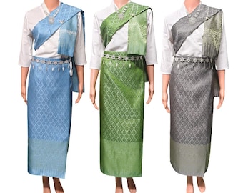 Parure de salon thaïlandais + sabai avec entoilage thermocollant - tissu en soie - taille libre - salon asiatique - style Lanna