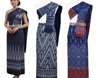 Set Thaise Salong+Sabai - Katoenen Salong - Vrije maat - Aziatische Salong - Lanna-stijl