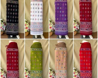 Thai Sarong Lanna Style - Thai, Laos Traditional Clothing - Cotton Sarong - Vintage Clothes